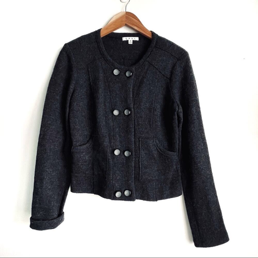 Cabi 100% wool my fair button down blazer grey/black